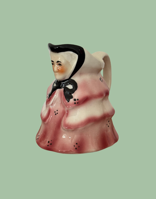 vintage ceramic old lady styled milk jug