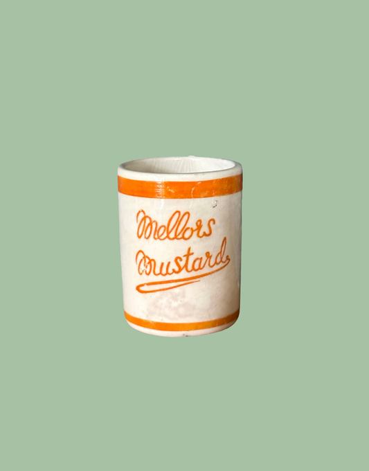 Highly Collectable Mellor’s Mustard Orange and White Ceramic Pot 