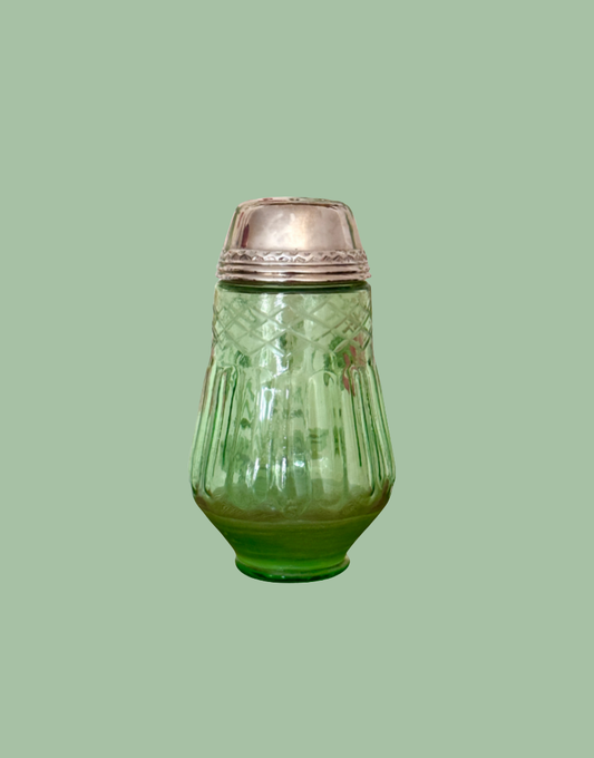 Highly Collectable Vintage Green Glass Sugar Shaker