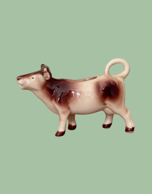 Mid-Century West German Cow Creamer with Brown Patchwork 