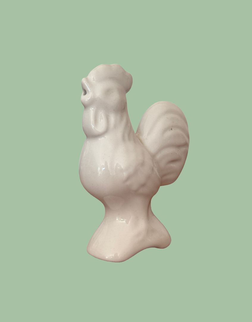 white ceramic cockerel shaped pie bird ceramic collectable