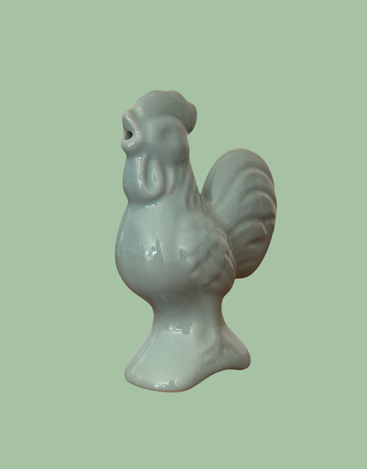 Light blue ceramic cockerel pie bird collectable