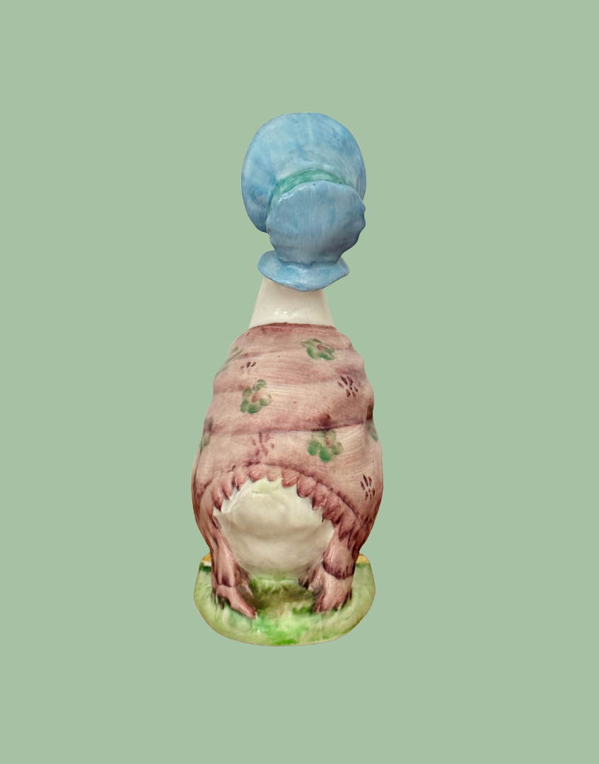 Back view of vintage Beswick Jemima Puddle Duck figurine showing painted ceramic detail
