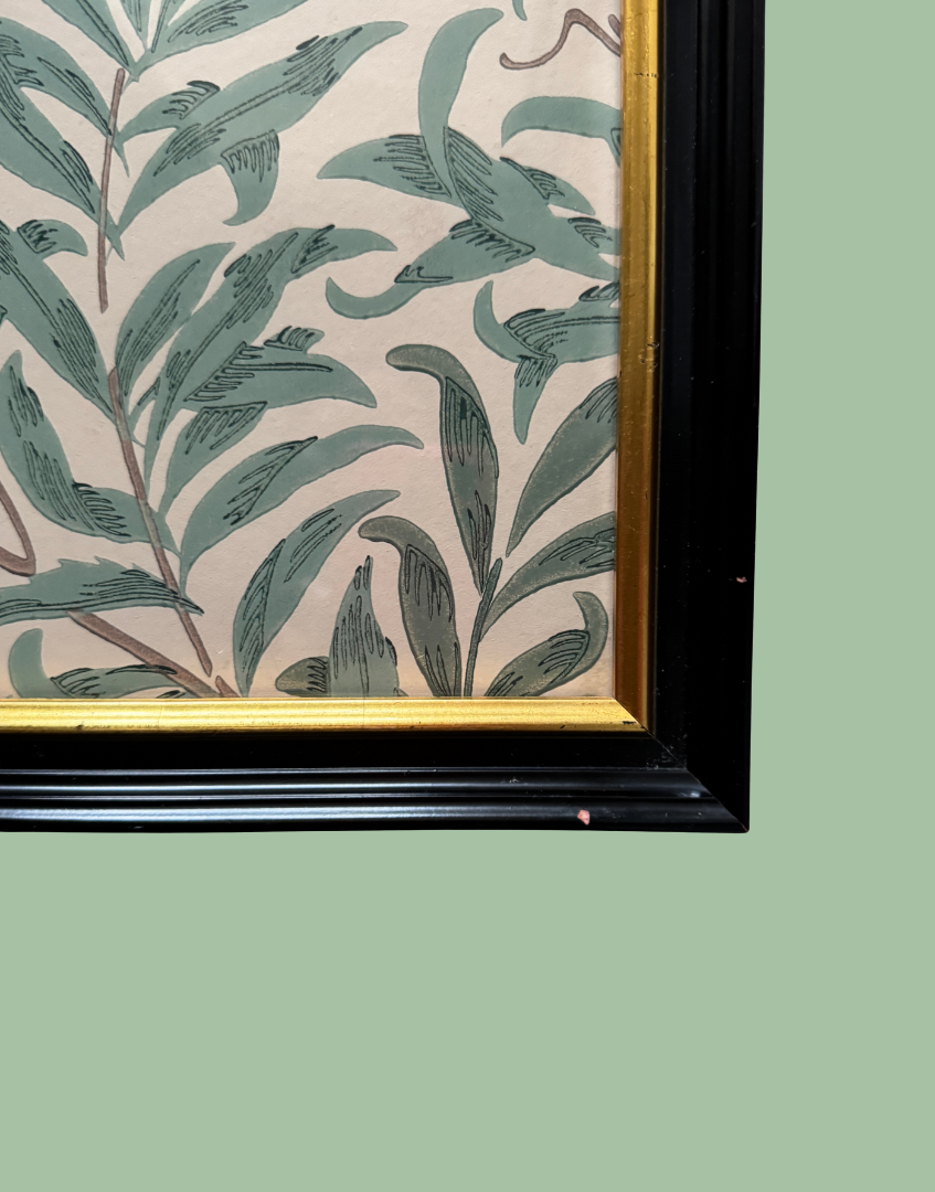 William Morris Willow Boughs - Privet in Classic Vintage Black and Gold Gilt Frame