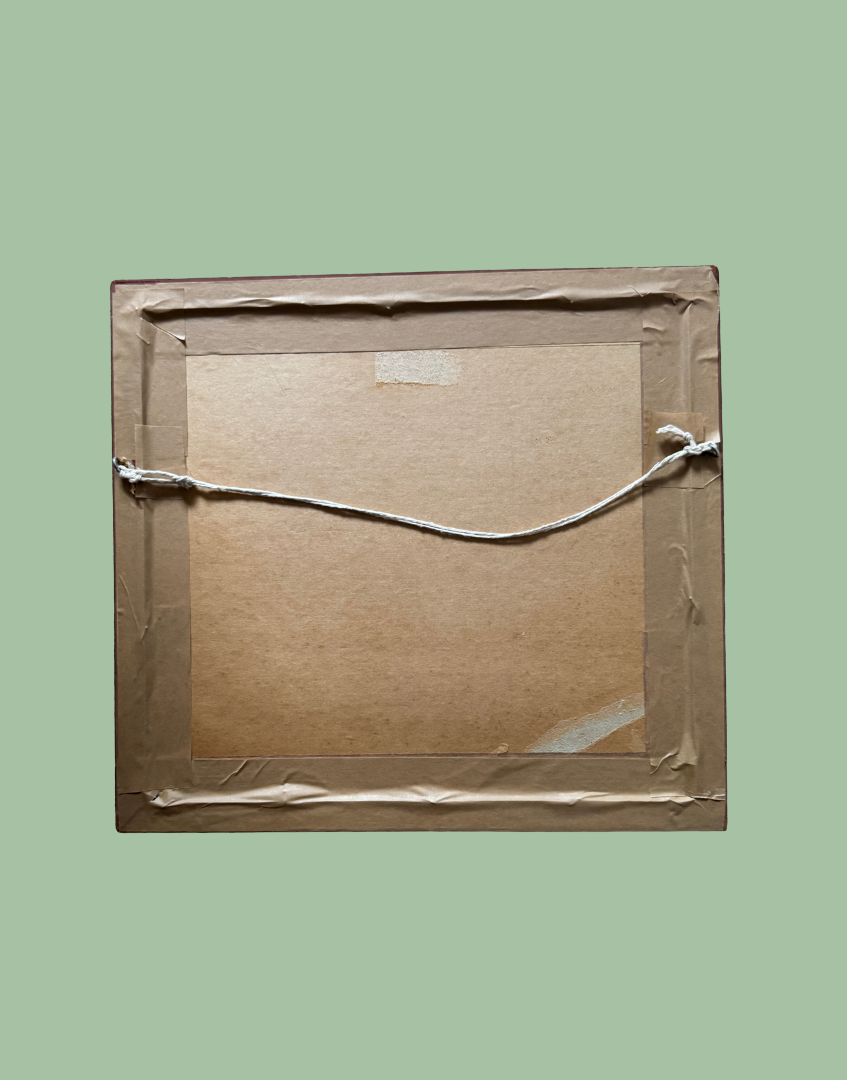 back view of vintage wood picture frame