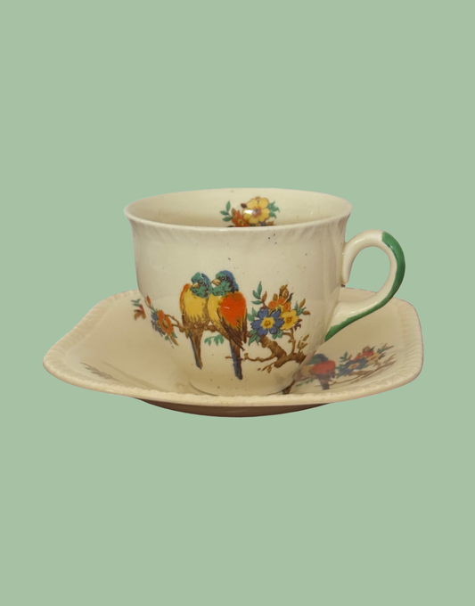 Early Art Deco Staffordshire Knot Breakfast Tea Cup and Saucer Set