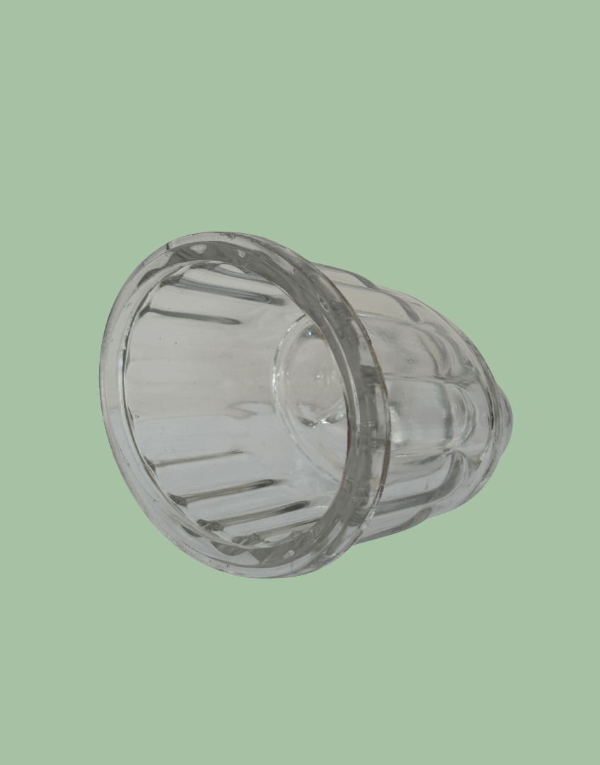 Underside of Vintage Clear Glass Jelly Mould