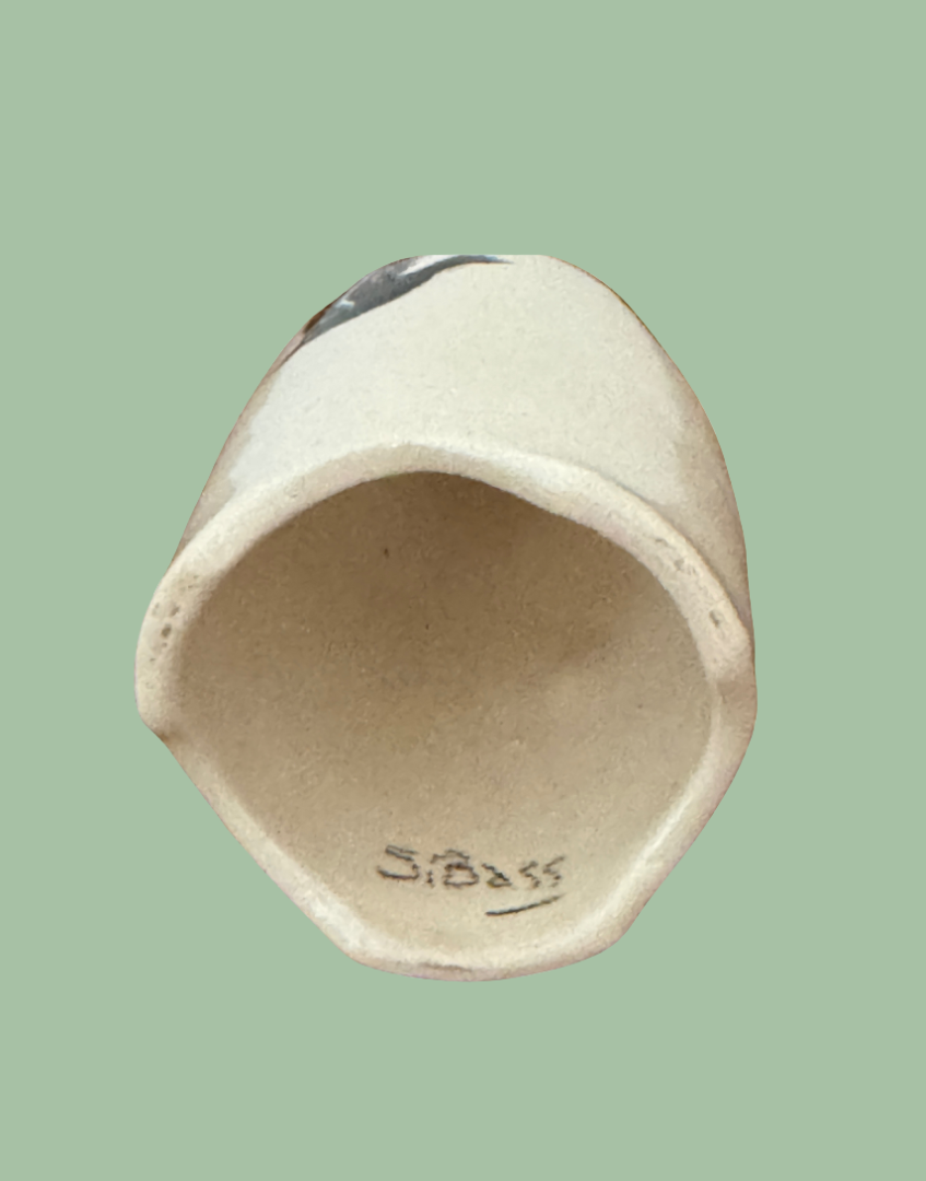 Stuart Bass Devon Pottery Signature on Vintage Pie Vent Inner Side
