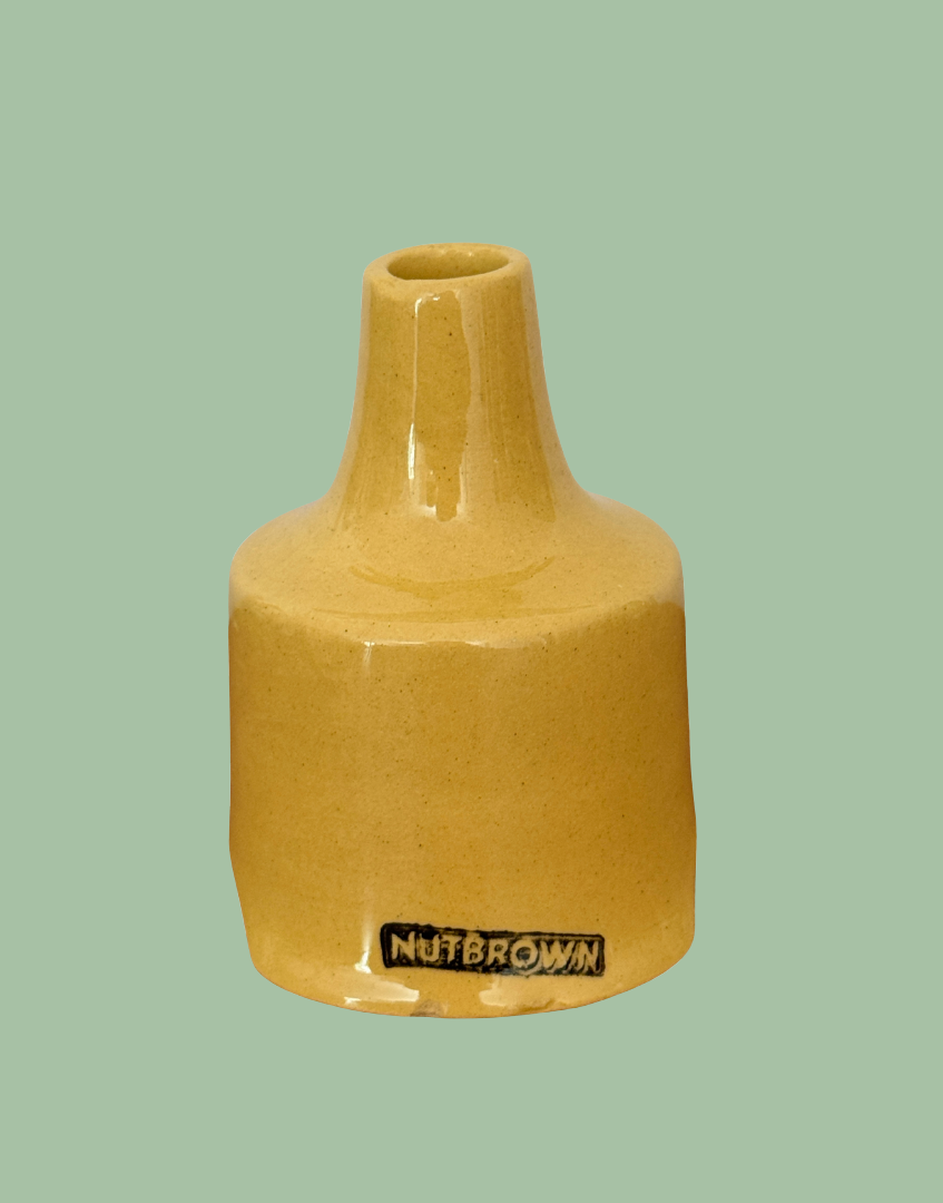 Alternative side angle showing the classic Nutbrown ceramic pie funnel.