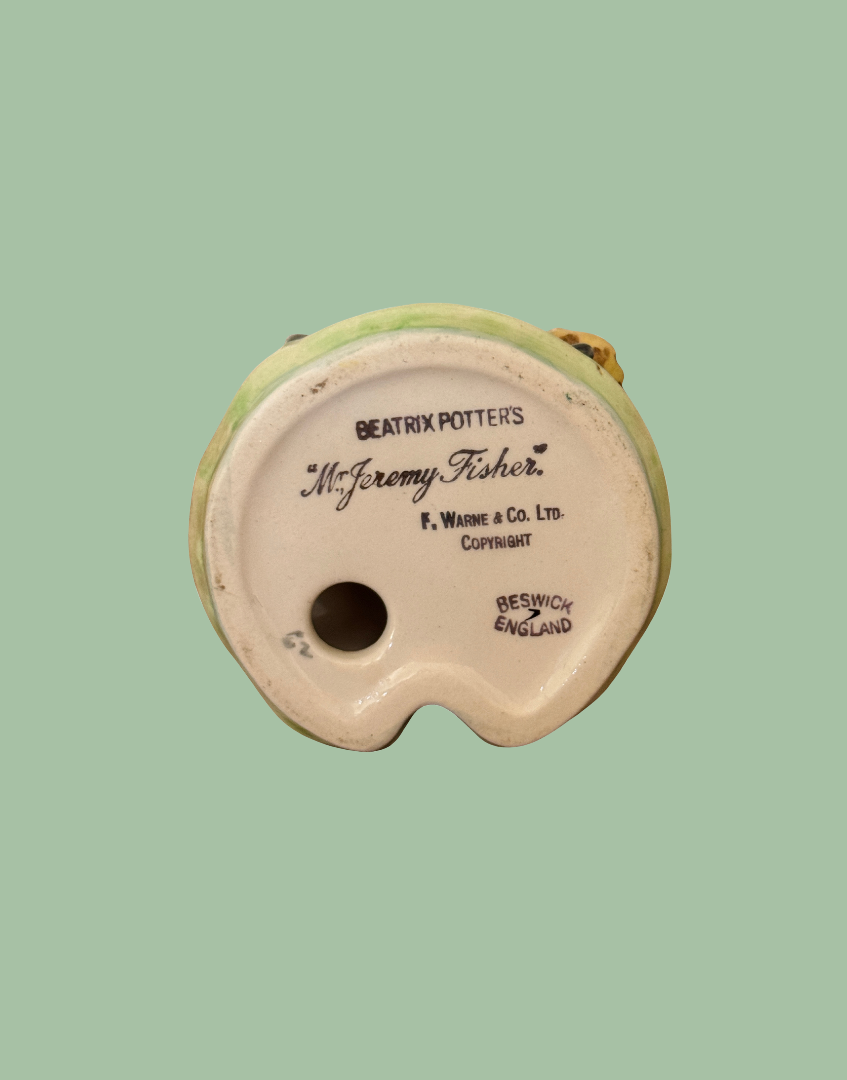 Base of Beswick Jeremy Fisher figurine showing the desirable BP-2a Gold Oval backstamp dating from 1955 to 1974