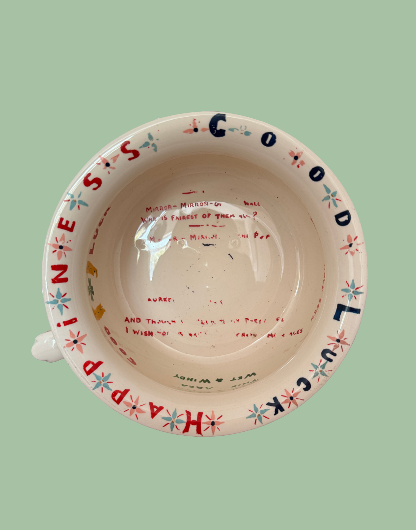 Top view of planter opening with internal markings