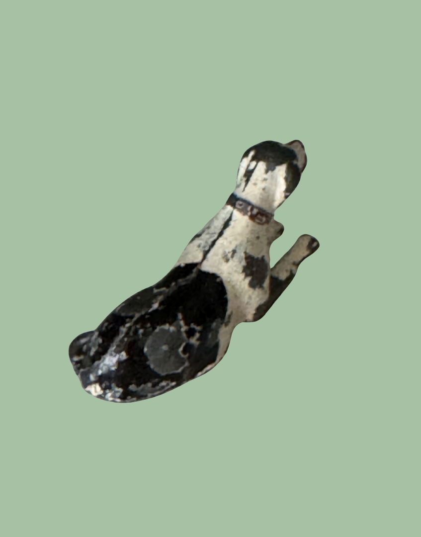 top view of britains hollow cast dog figurine