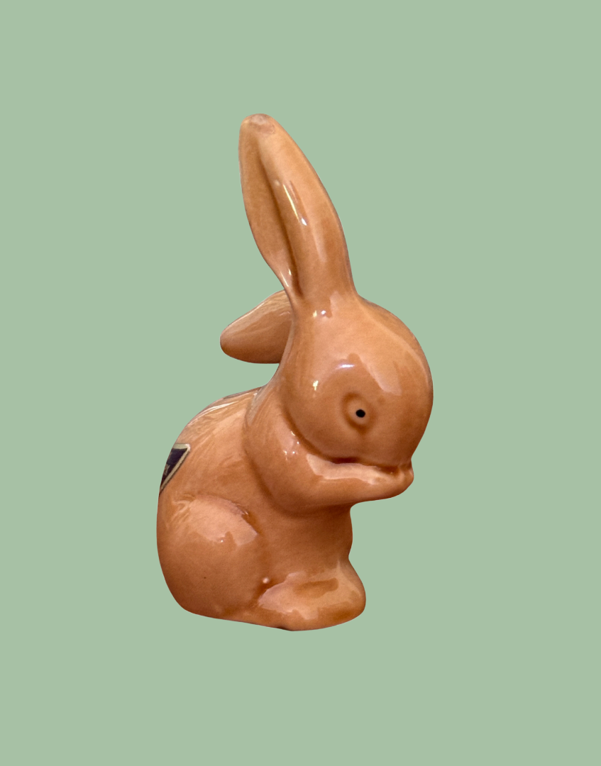 Light brown ceramic rabbit shaped sherry bottle
