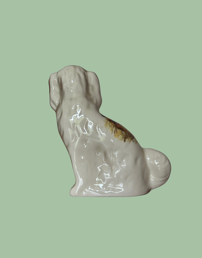 back view of staffordshire vintage english pottery dog collectable