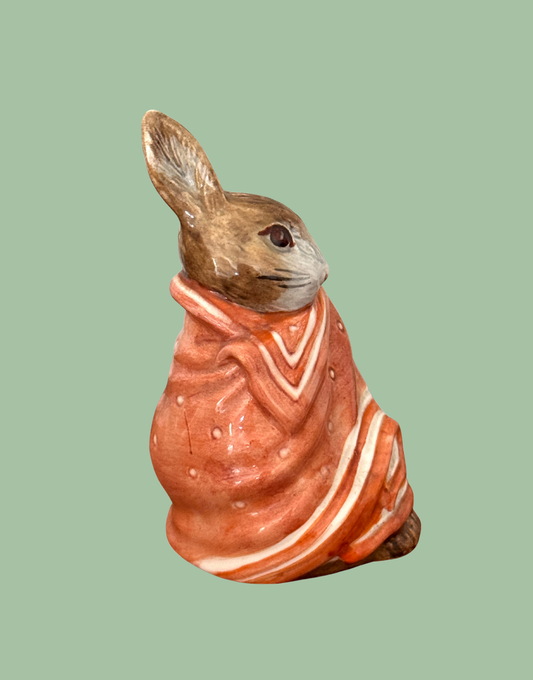 Side View of Frederick Warne & Co. 1976 Rabbit in Red Blanket Collectable