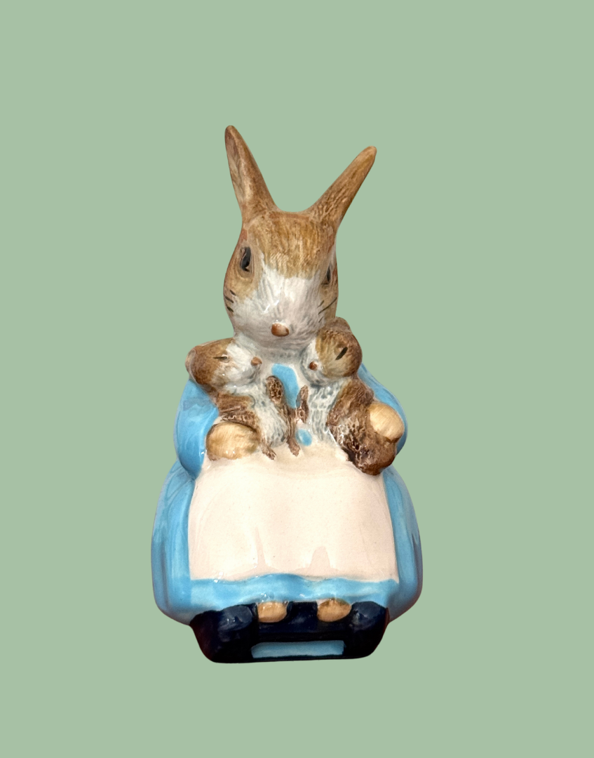 Front facing View of Royal Albert Beatrix Potter Mrs. Rabbit & Bunnies Figurine