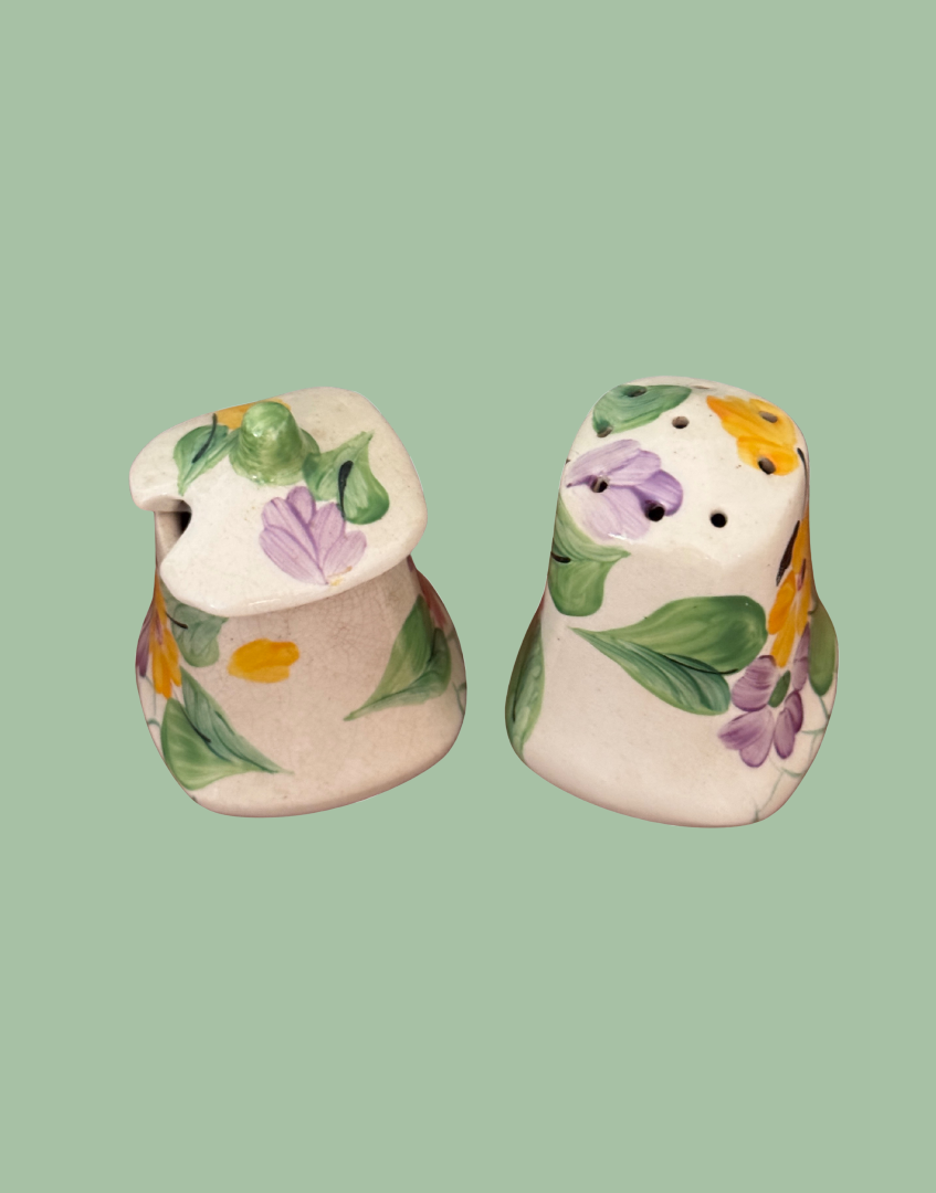 Pepper Shaker & Mustard Pot Floral Ceramic Tableware Set