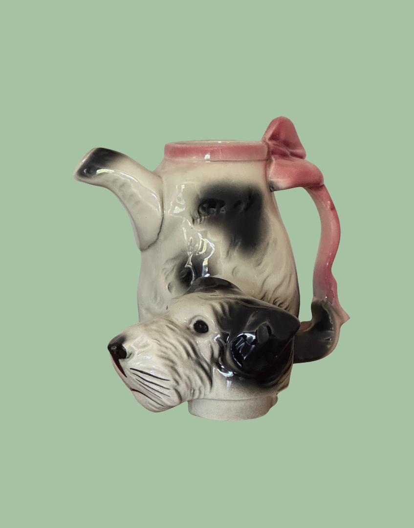Vintage Erphila Germany Dog 1940s Teapot with Dog Head Lid to the Side