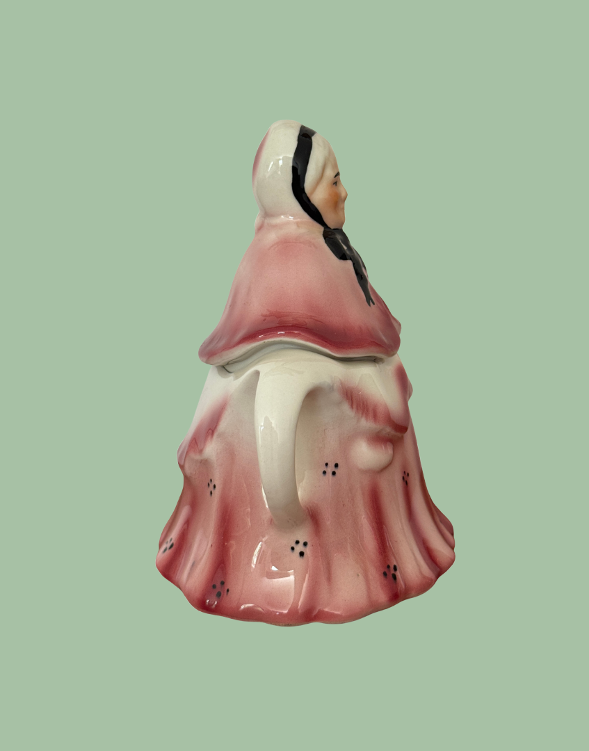 Side view of pink Little Old Lady ceramic design