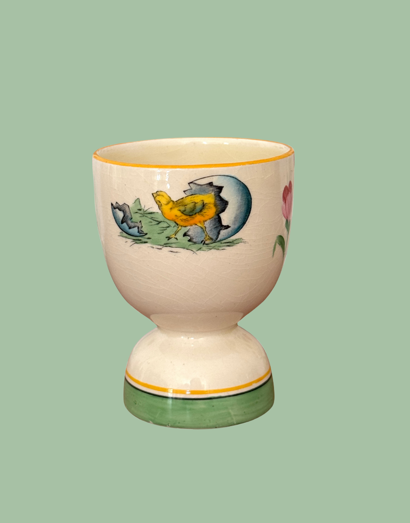 Vintage Rabbit & Chick Duck Egg Cup Primrose Yellow