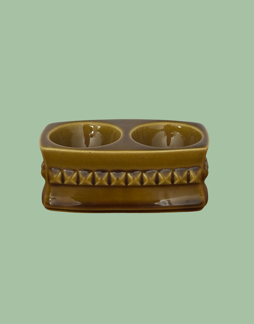 Olive & Mustard Gentleman’s Style 1930s Tableware Double Egg Cup