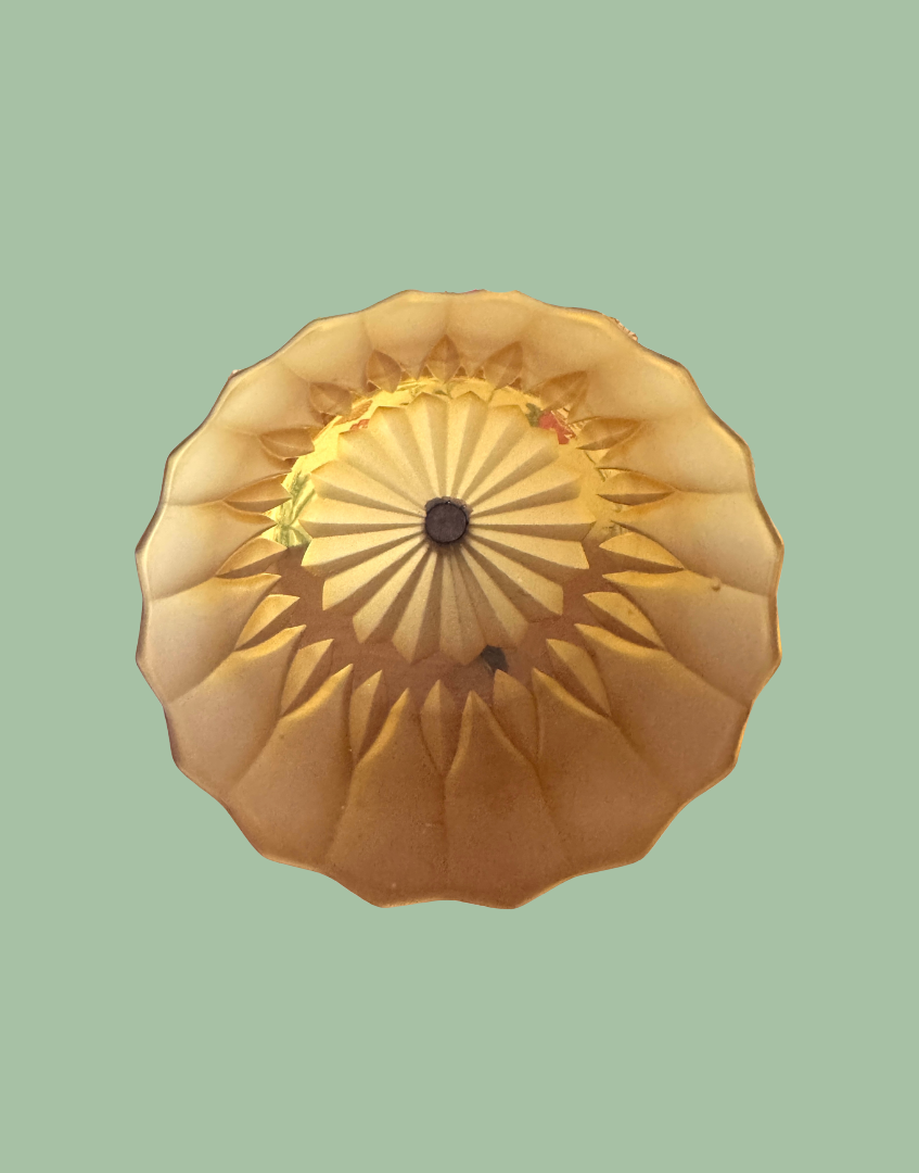 Base of French vintage amber glass cake stand