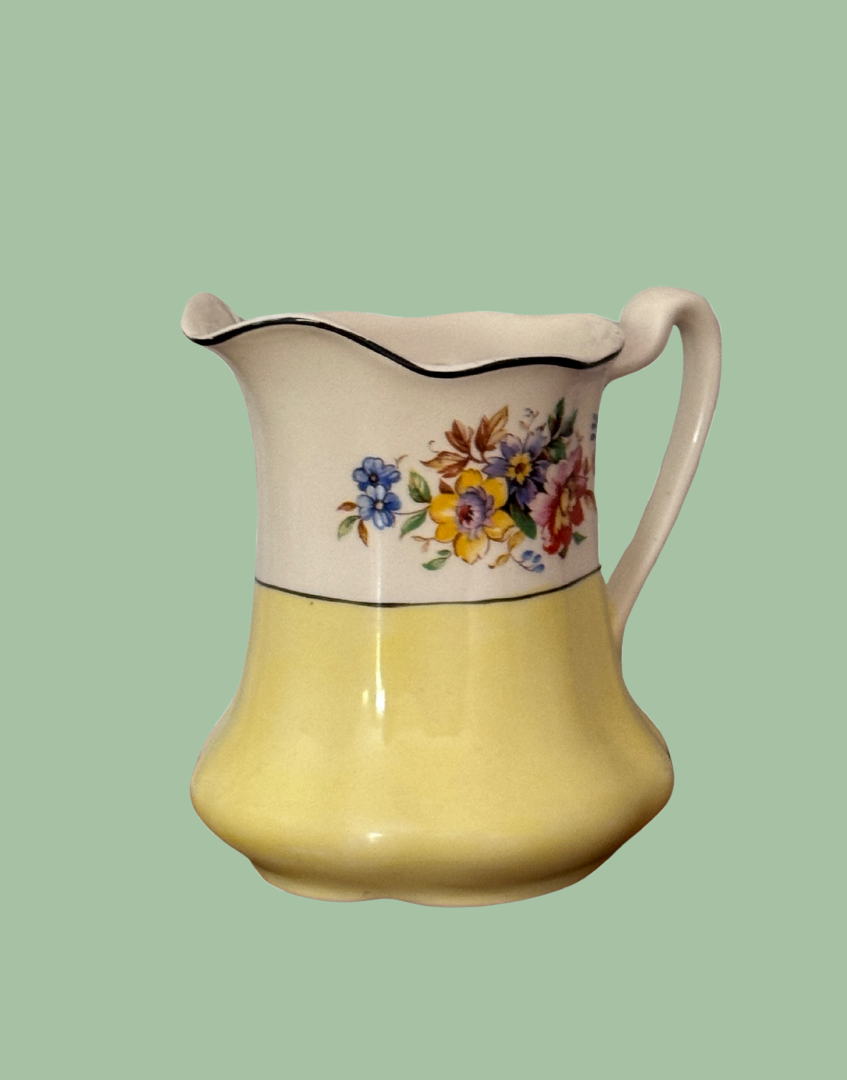Vintage English Pretty Floral Yellow Milk Creamer 1930s-1940s