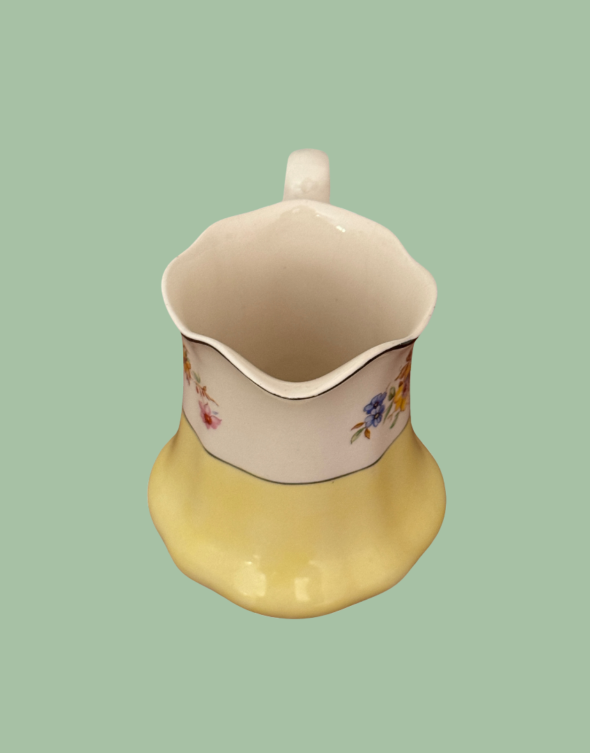Johnson Bros Pareek ‘Lombardy’ Vintage Yellow Milk Jug Shown From Above