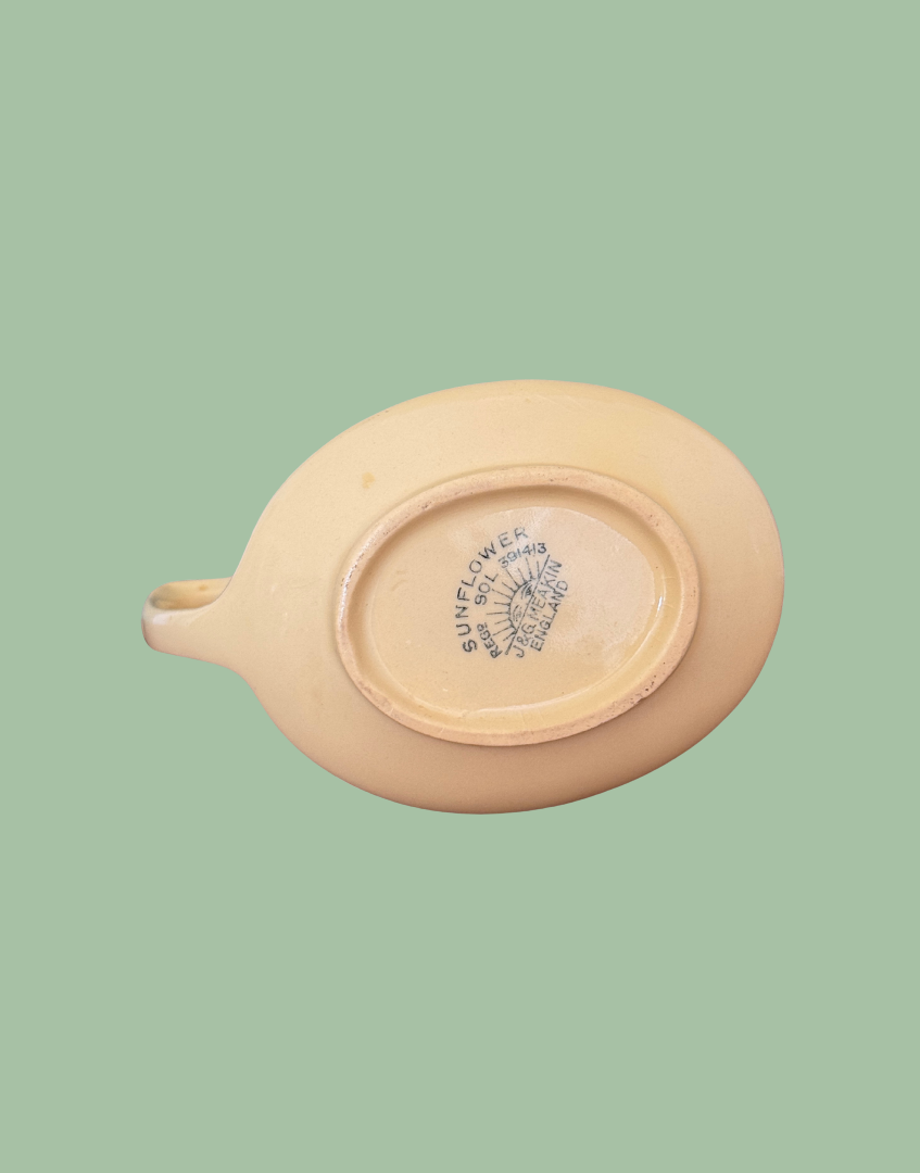 Base of Vintage Primrose Yellow J&G Meakin Sunflower' Milk Jug with Maker Stamp