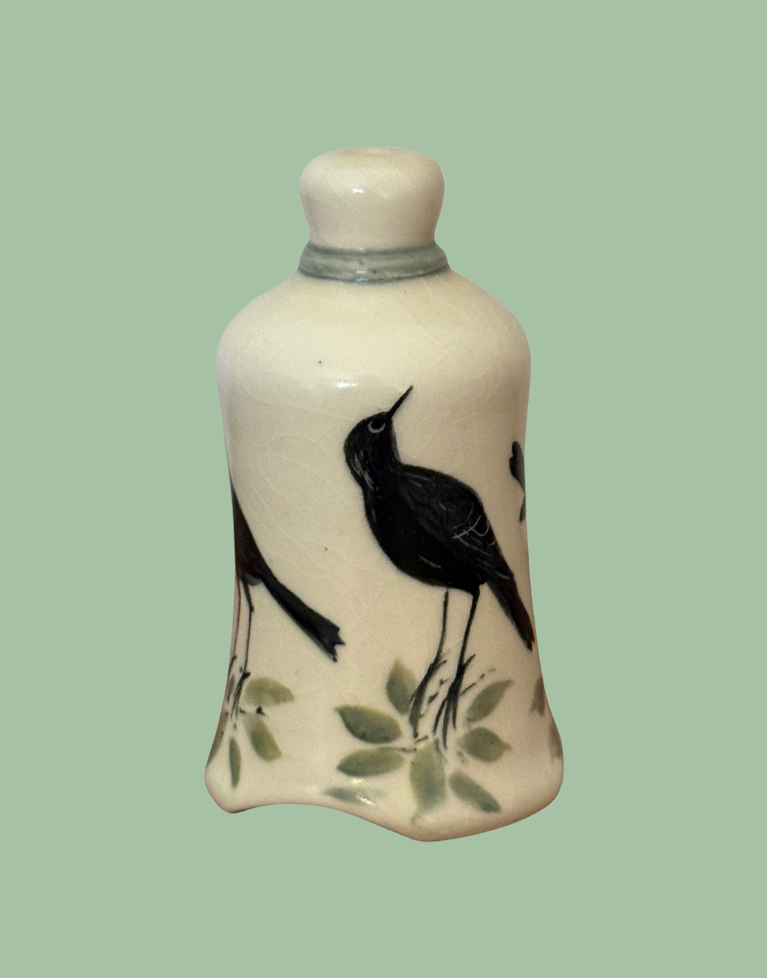 Studio Pottery Collectable Kitchenware Vintage Bird & Foliage Decorated Pie Funnel