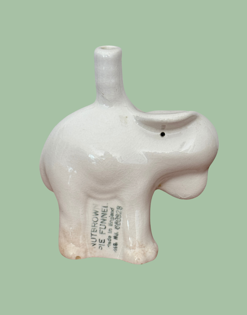 side view of maked stamp on elephant pie funnel