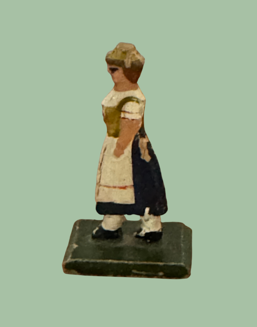 Vintage Hand Painted Erzgebirge Farm Woman Toy 