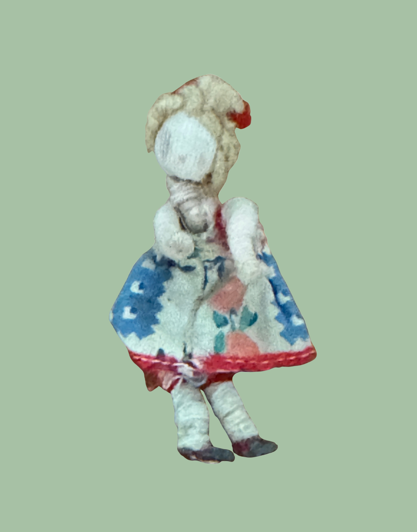Grecon Miniature Doll In Floral Dress With Metal Shoes 