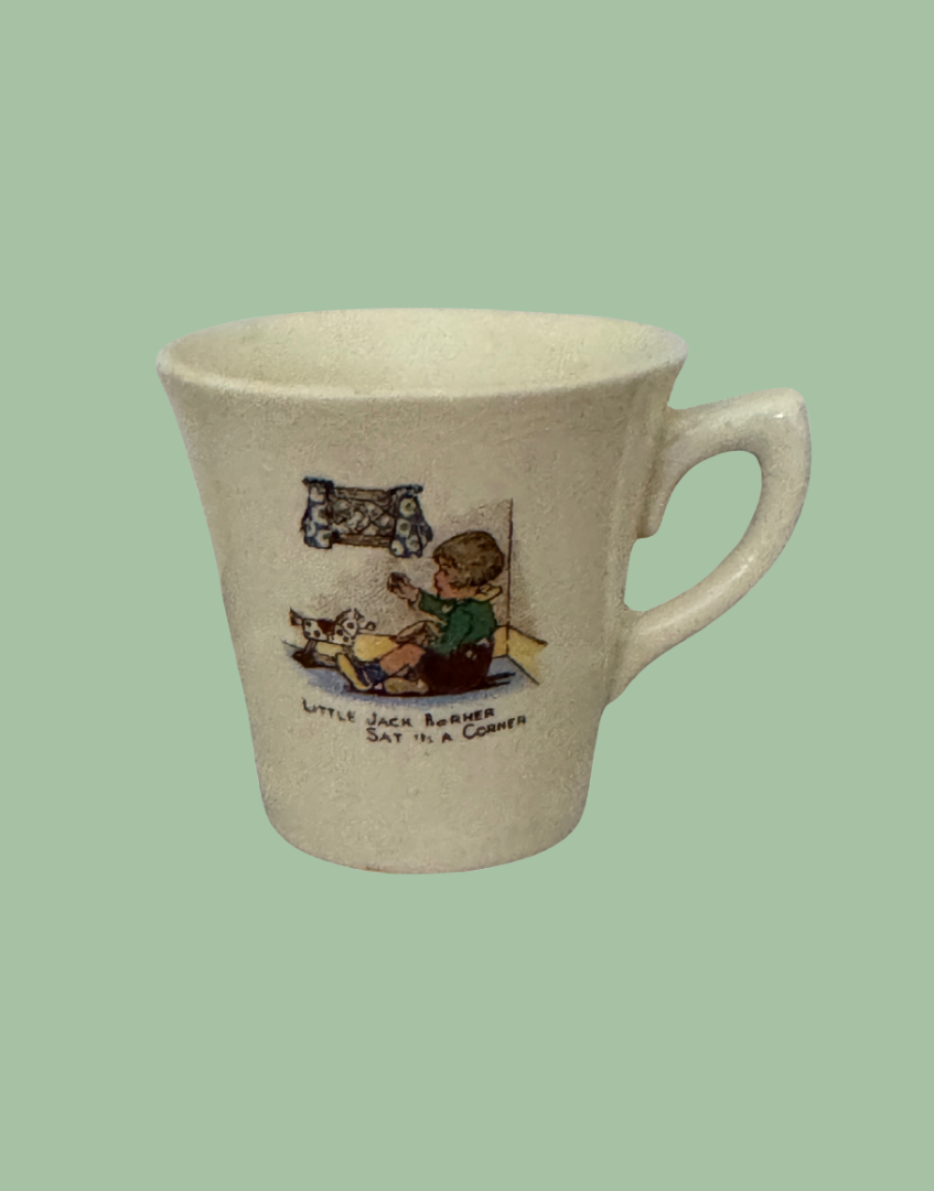 vintage childs mug with nursery rhyme illustration