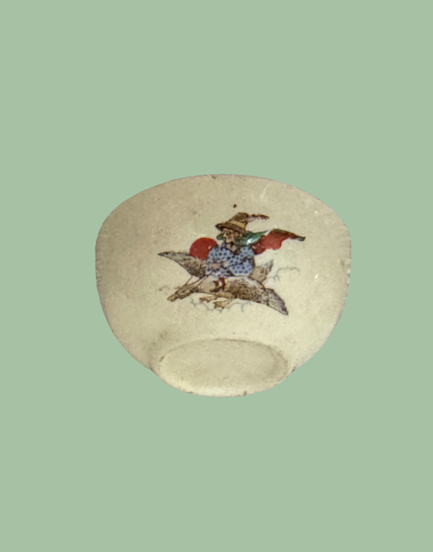 Children’s Nursery Rhyme Illustrated Art Deco Miniature Mother Goose Sugar Bowl