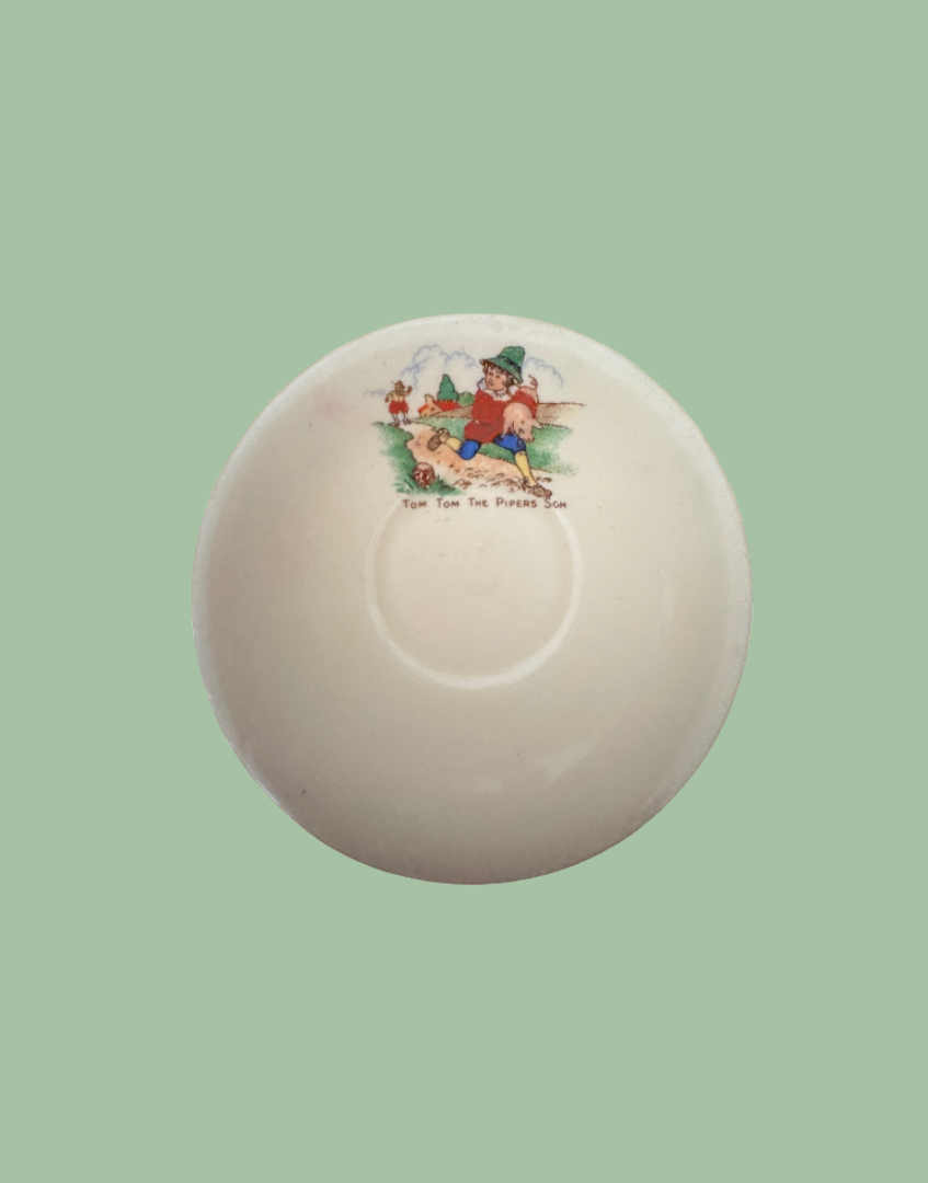 mother goose illustrated vintage ceramic childs playset saucer