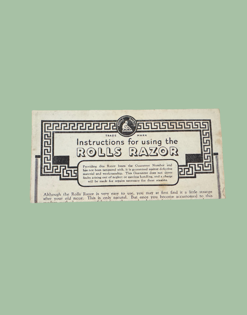 Instructions for using a Rolls Razor on paper