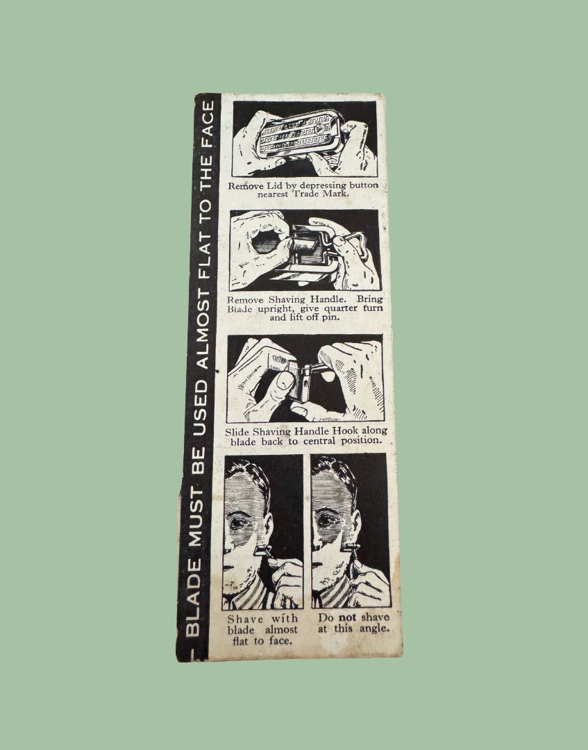 Vintage Self-Sharpening Travel Shaving Kit Instruction Ephemera