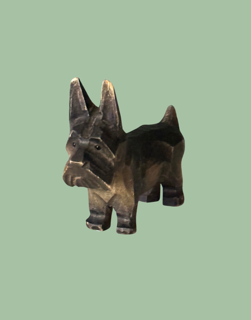 Wooden Scottie dog wood carving ornament