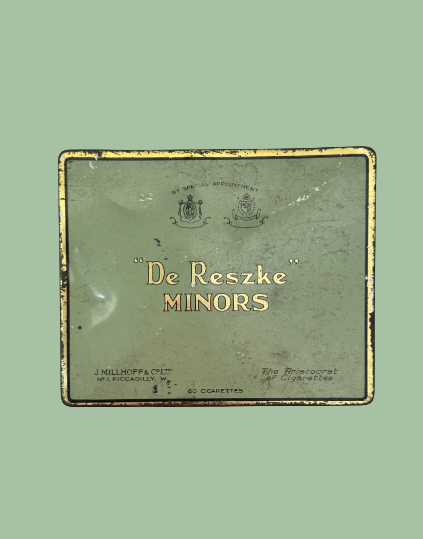 Vintage 'De Reszke Minors' Cigarette Tin in Green with Gold Typography