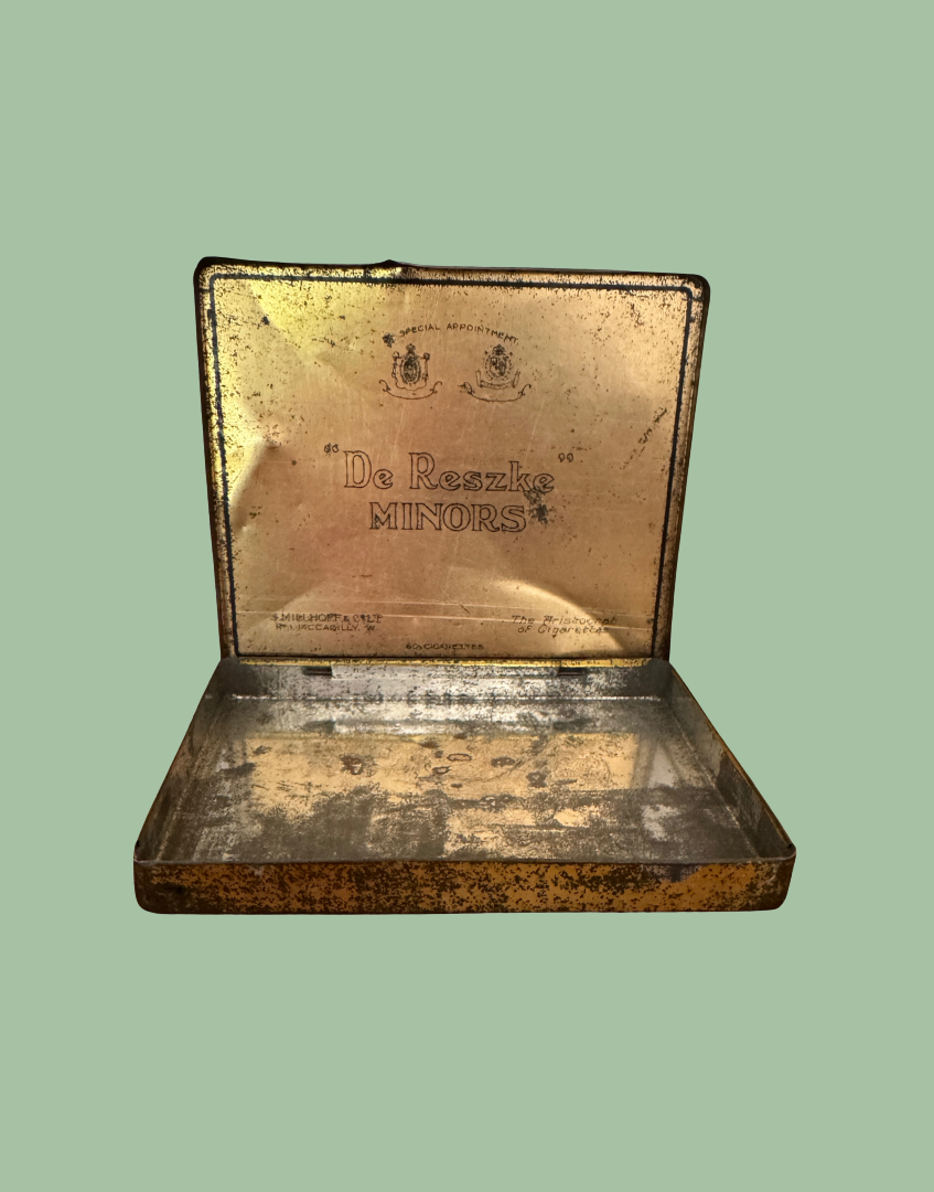 Open Gold Tone Antique Tobacco Collectible with Royal Appointment