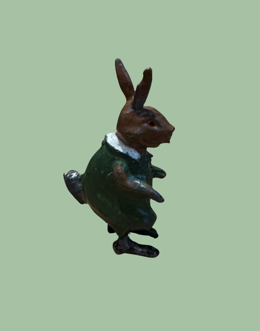 Miniature green dressed rare Brother Rabbit Britains Cadbury Cococub lead figure
