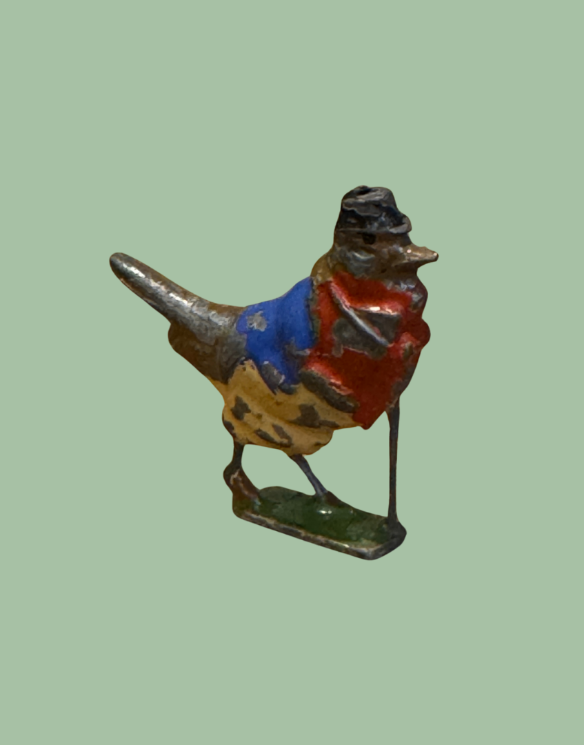 Side View of Vintage Handpainted Lead 1930s Bird Collectible