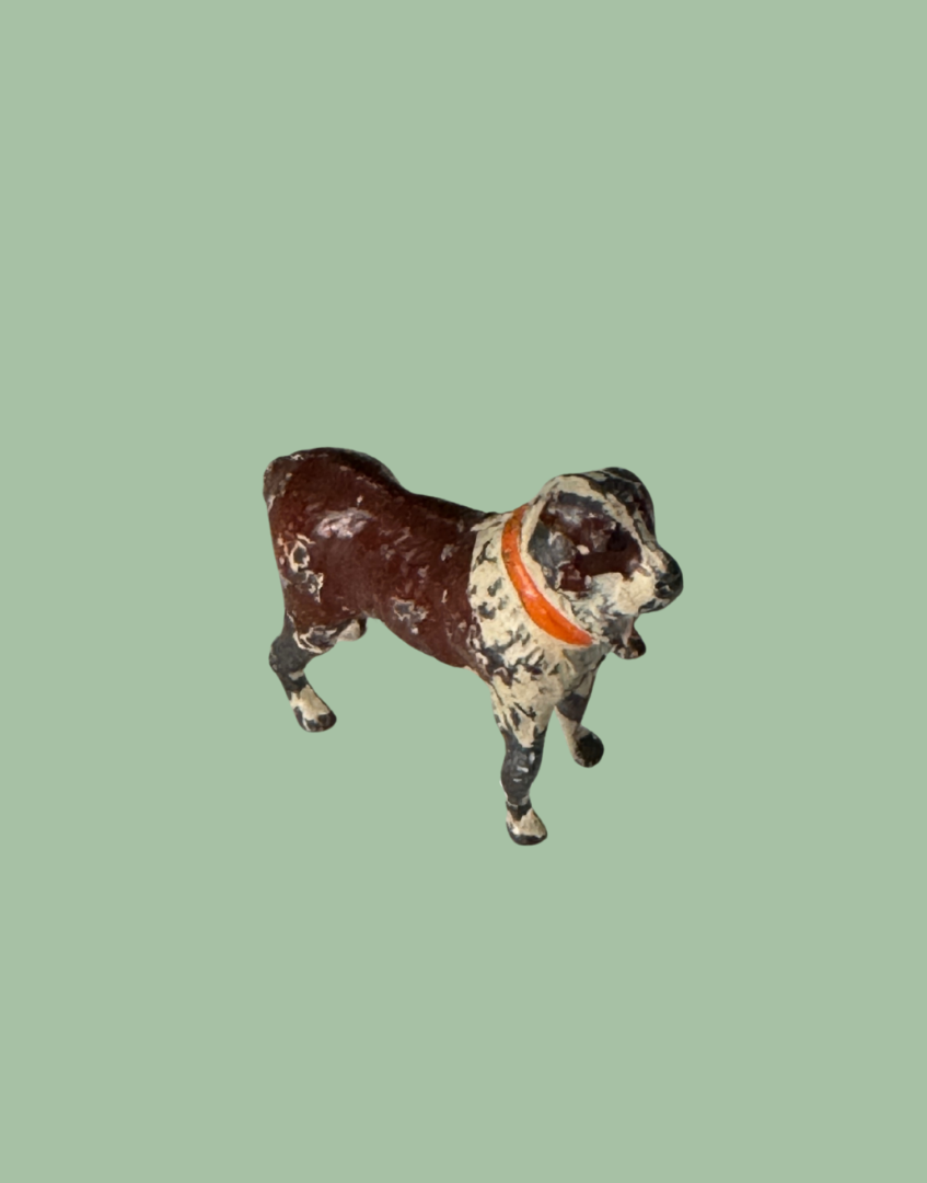 Britains St Bernard dog lead figurine with an orange collar