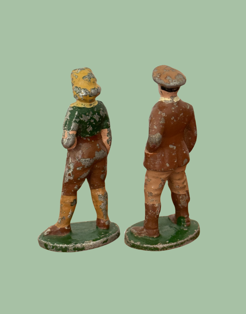 1920s Britains Land Girl & Farmer Lead Farm Figure Pair