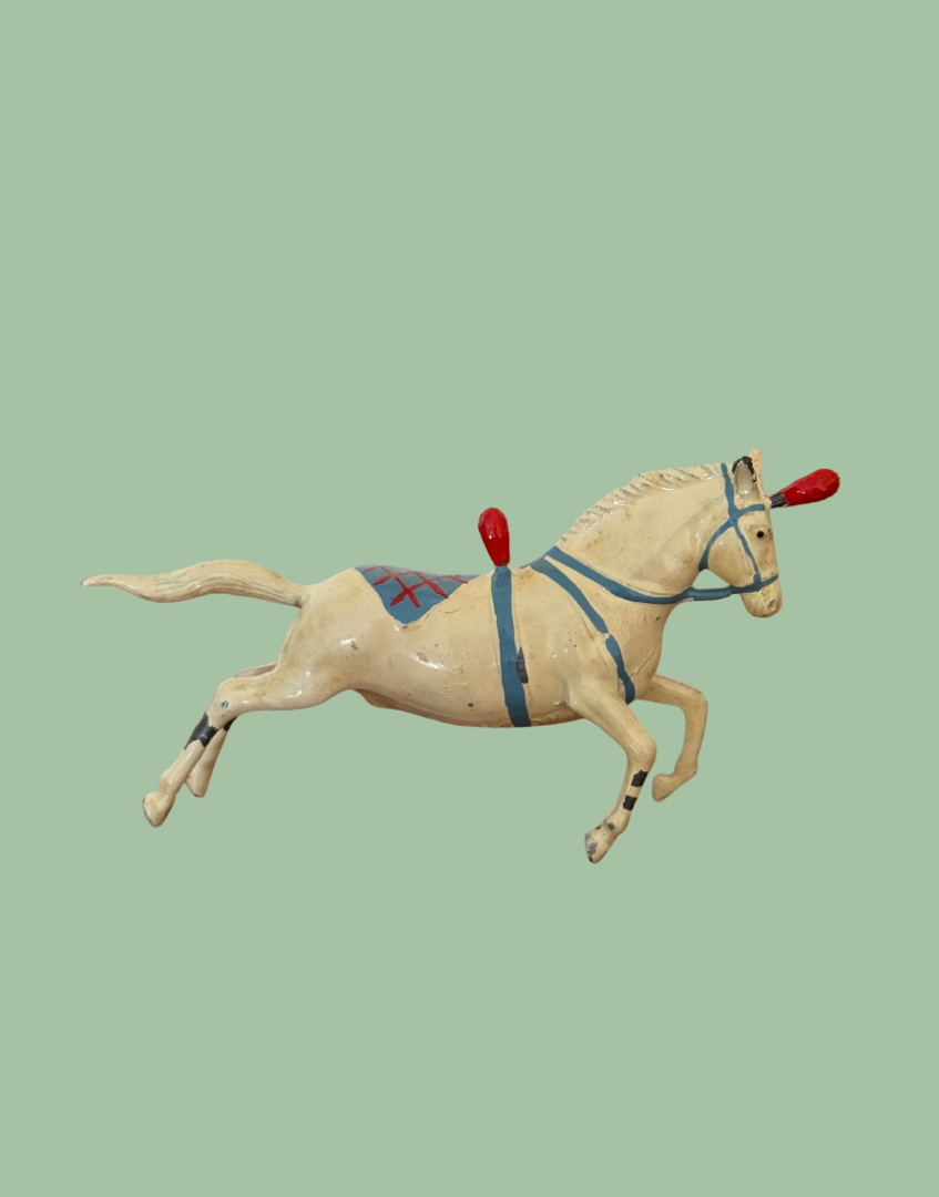 1936 Britains Circus Ringmaster & Two Horses Lead Figure Set