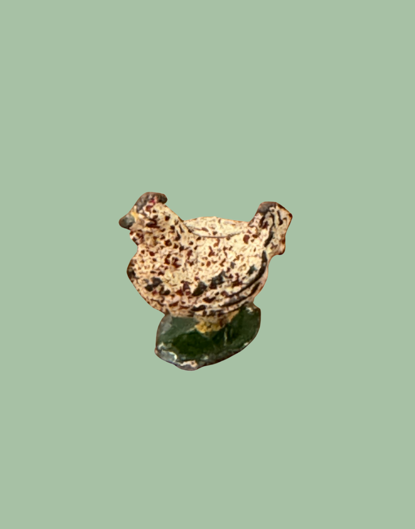 1920s Britains Hen Lead Farm Figure on Green Stand