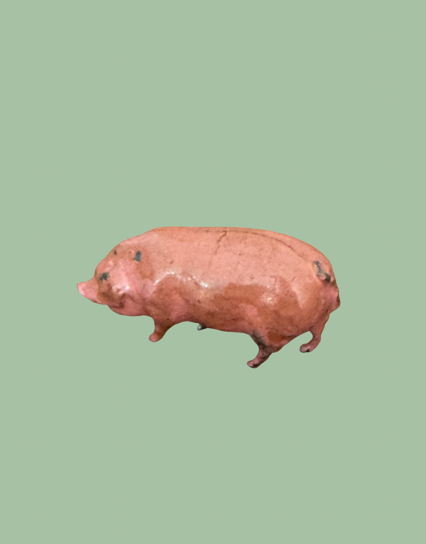 1920s Britains Pink Pig Lead Farm Figure with Curly Tail