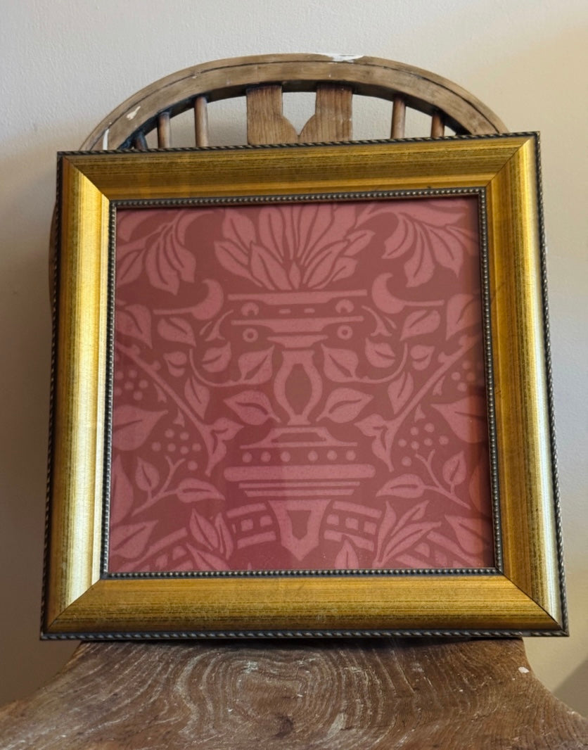 Morris & Co. Garden Craft Russet Framed Wallpaper in Vintage Gilt Frame