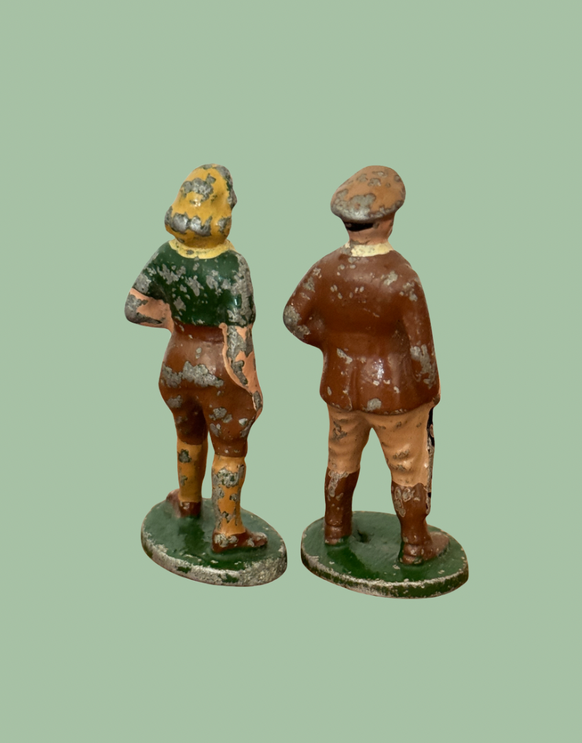 1920s Britains Land Girl & Farmer Lead Farm Figure Pair